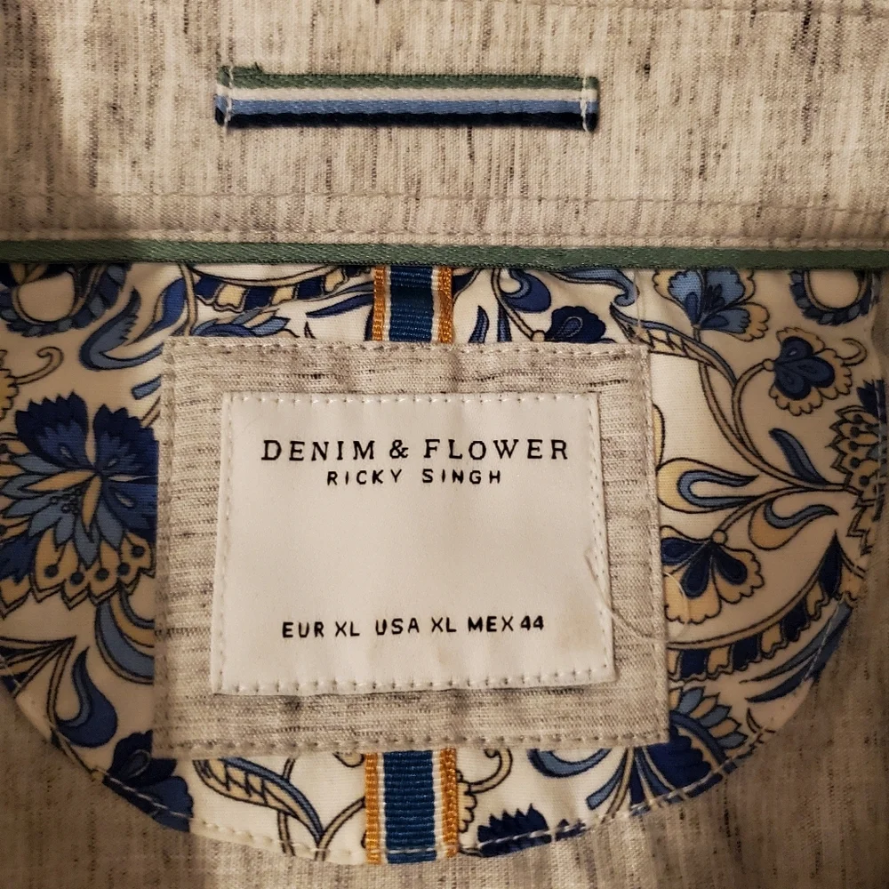 Denim and Flower Ricky Singh US XL Grey Buttondown Collared Dress Shirt - Picture 3 of 5